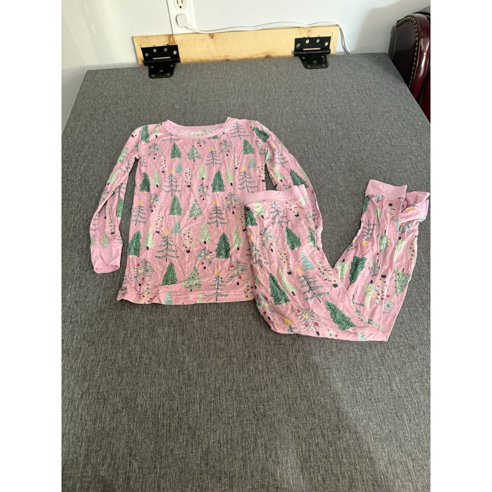 Little Sleepies Kids Girls Pink Twinkling Trees Bamboo Pajama Set Sz 7/8